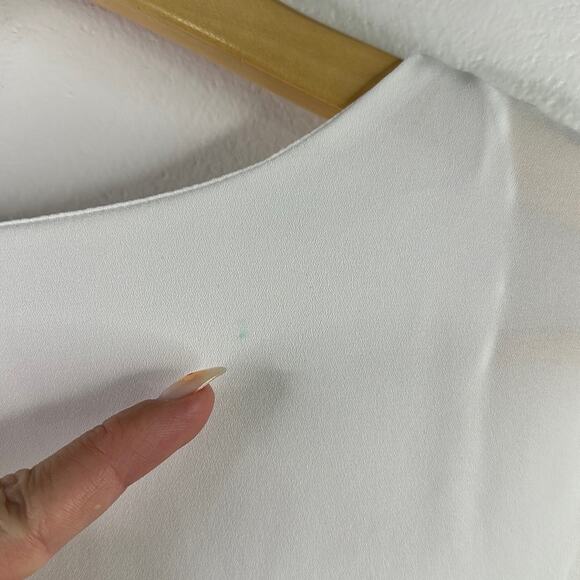 RO & DE Anthropologie White Gray‎ Floral High Low Short Sleeve Blouse Top Size M - Picture 9 of 11